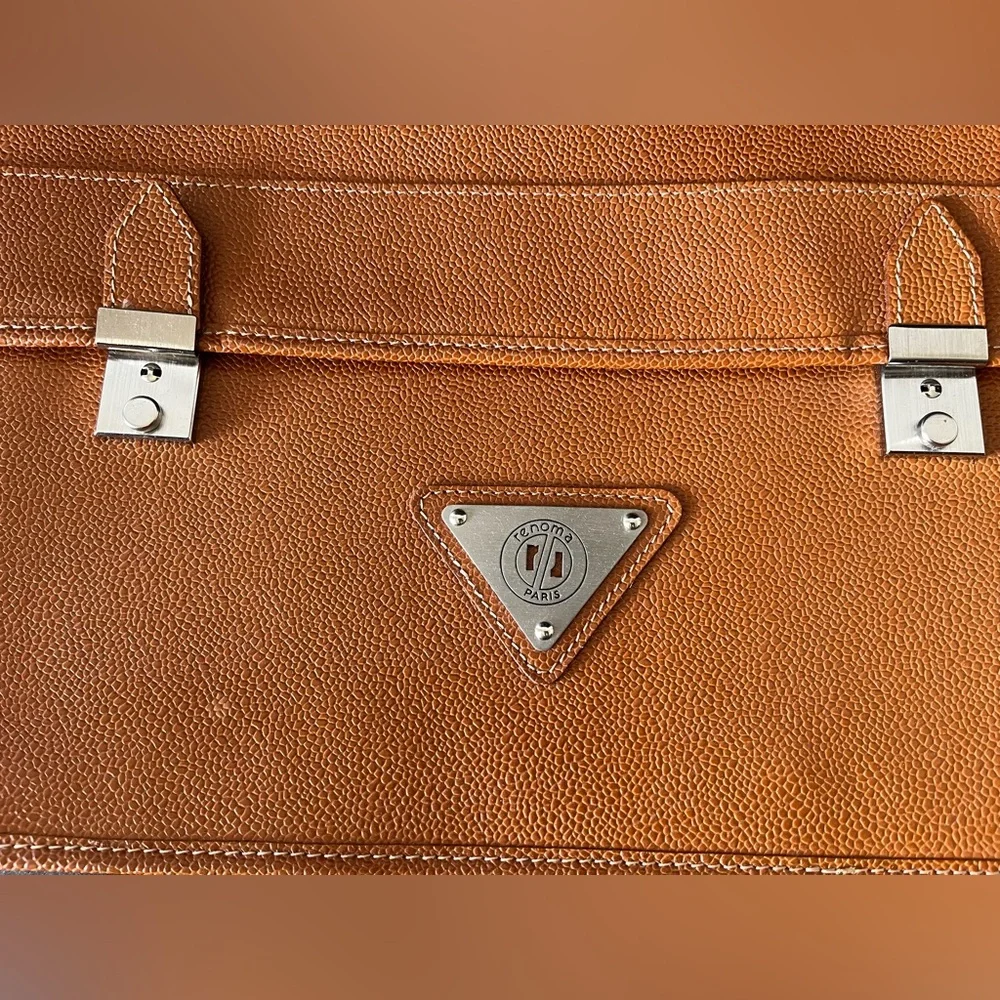 New Vintage Renoma Paris Maroquinerie Brown Leather Messenger Bag Briefcase - Picture 4 of 10